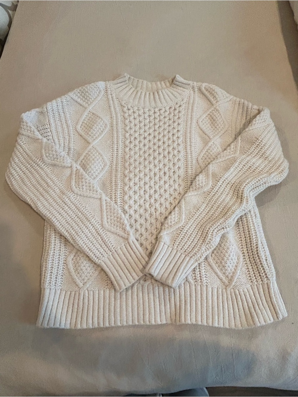 Banana Republic Cream Cable-Knit Crewneck Sweater